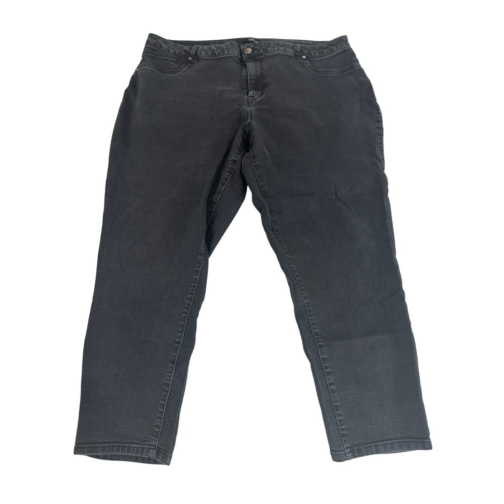 1822 Denim Womens Plus Size 24W Black Skinny Ankle Jeans Stretch Cropped Pants